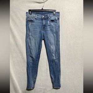 Tsubi Womens High Rise Distressed Light Wash Skinny Leg Denim Jeans Blue Sz 26